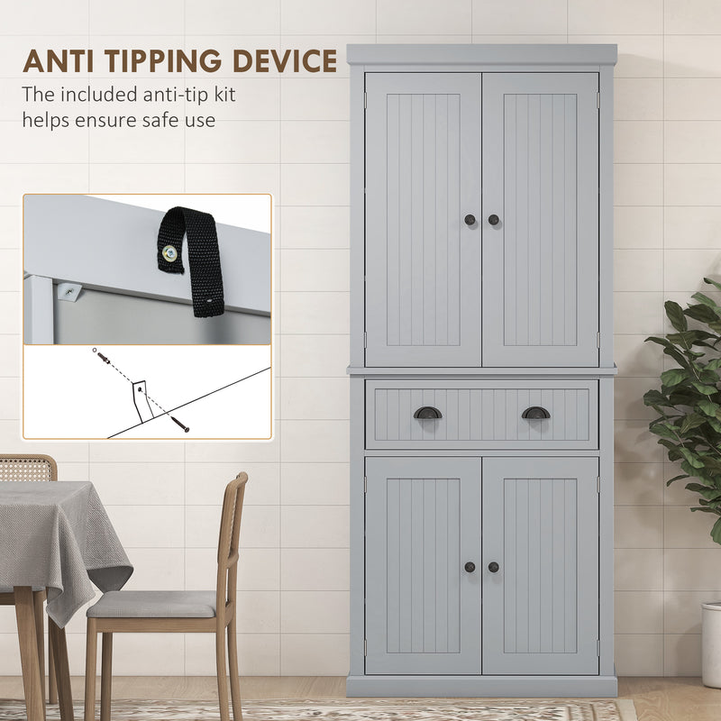 Tall Kitchen Storage Cabinet With Adjustable Shelves And Drawers