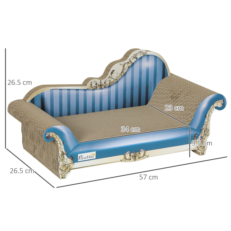 Blue 2 in 1 Cat Bed Scratching Board with Catnip for Indoor Cats 26.5cm by PawHut