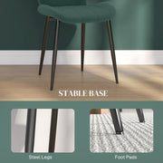 Set of 4 Flannel Tub Dining Chairs with Padded Seats for Lounge or Kitchen Green