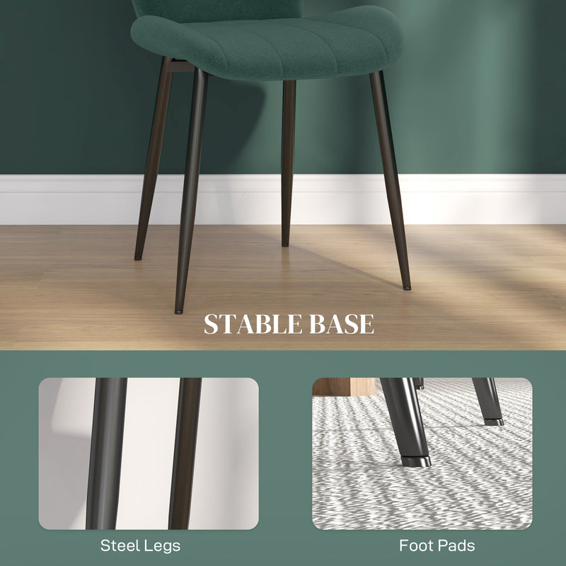 Set of 4 Flannel Tub Dining Chairs with Padded Seats for Lounge or Kitchen Green