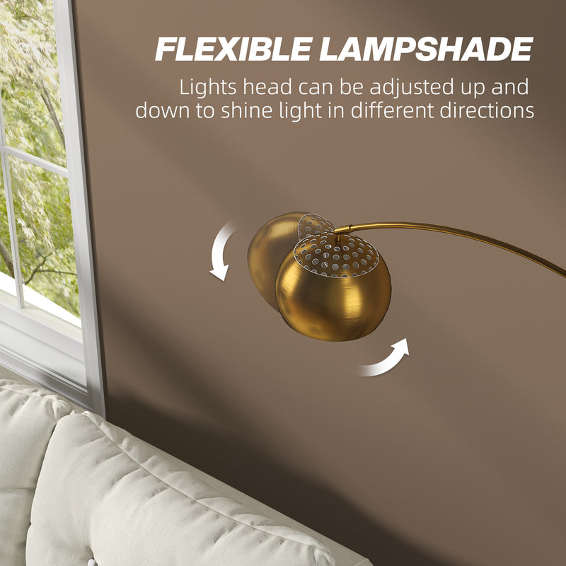 Gold Arc Floor Lamp with Black Bell Shade and Marble Base for Living Room by HOMCOM