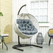 Grey Hanging Egg Chair with Stand Thick Cushion and Cup Holder for Garden or Balcony by Outsunny