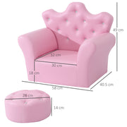 Kids PU Leather Armchair with Footstool Ideal for Reading or Relaxing, Pink