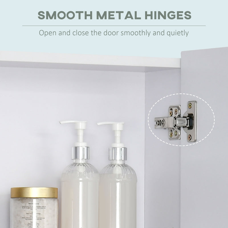 Wall Mounted Bathroom Mirror Cabinet With Adjustable Shelf and Double Doors, White