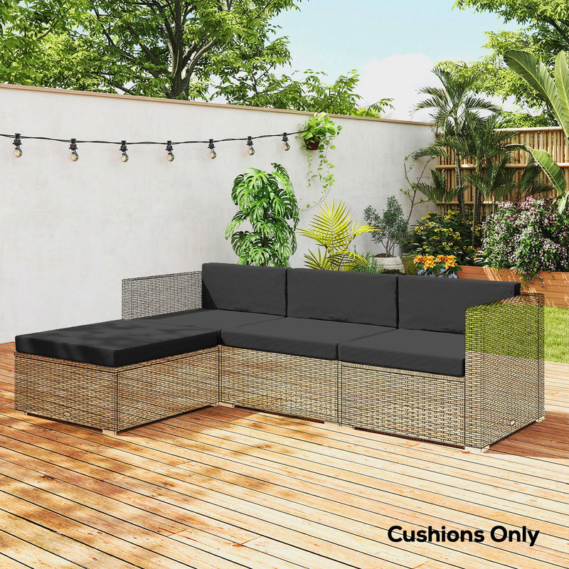Garden Loveseat Cushion Set Seven Piece Water Repellent UPF50 Plus Easy Clean Black