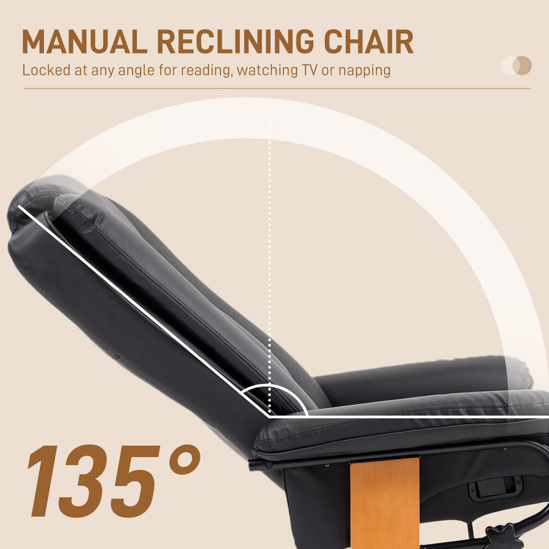 Black Faux Leather Executive Recliner Chair with Padded Armrests For Home or Office by HOMCOM