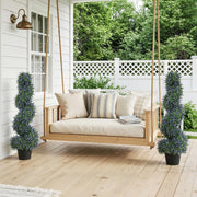 Artificial Lavender Topiary Trees Set of 2 for Easy Year Round Home or Garden Colour Purple AOSOM