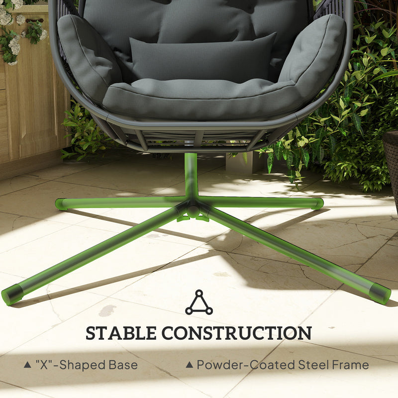Dark Grey Hanging Egg Chair with Stand and Cushions for Garden or Indoor Use by Outsunny