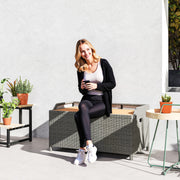 Grey 130L Rattan Garden Storage Box with Seat for Outdoor Use by Outsunny