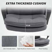 Grey Fabric Swivel Office Chair With Double Padded Seat For All Day Comfort