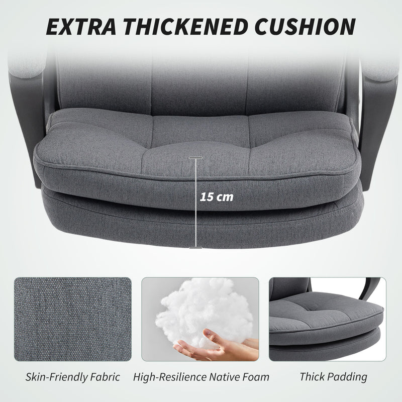 Grey Fabric Swivel Office Chair With Double Padded Seat For All Day Comfort