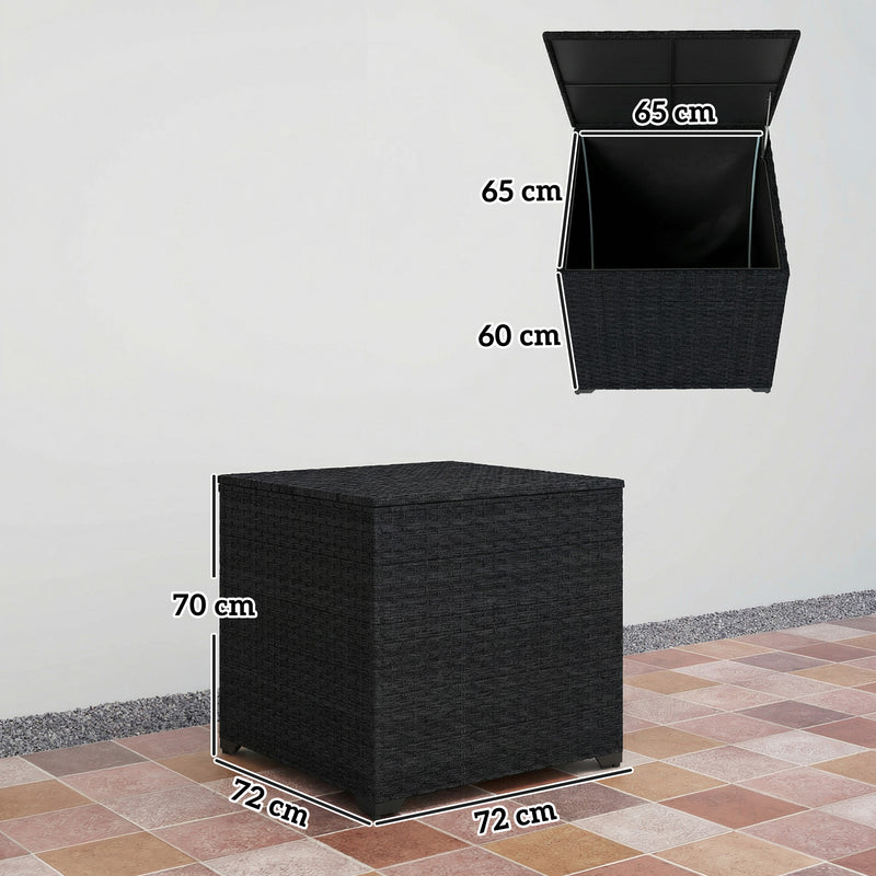 253L PE Rattan Garden Storage Box with Waterproof Liner for Garden Tools and Cushions Outsunny