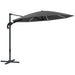 Dark Grey 3m Cantilever Garden Parasol with Solar Lights Crank Handle UPF 50+ and 360Â° Rotation by Outsunny