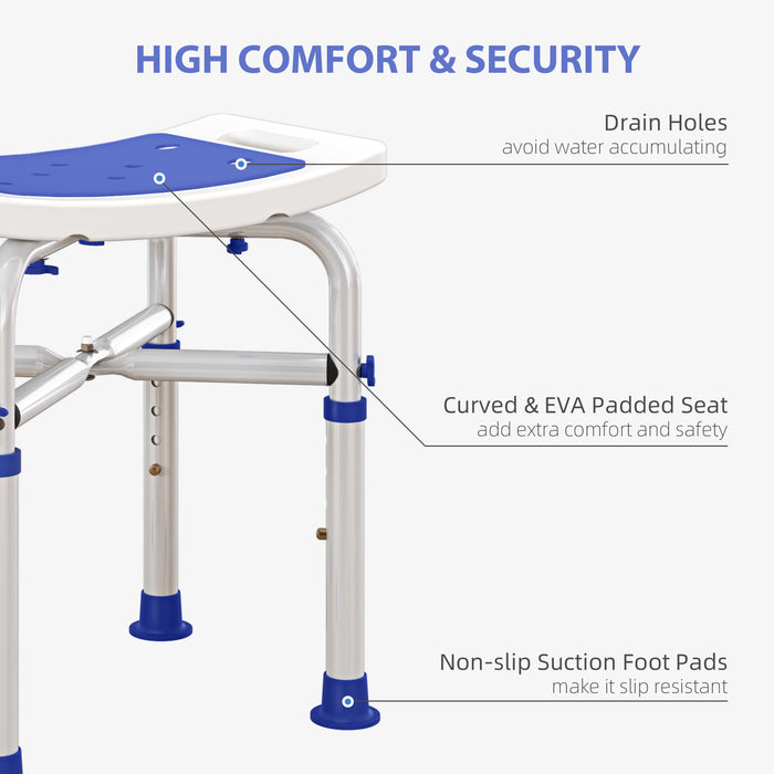 White Adjustable Aluminium Shower and Bath Stool 44-51.5 cm by HOMCOM