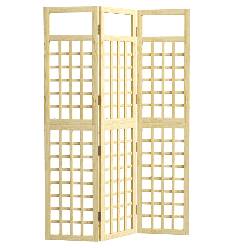 3 Panel Wooden Garden Privacy Screen Foldable Freestanding Outdoor Trellis by Outsunny