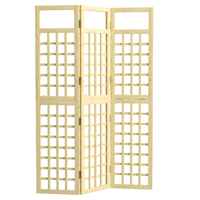 3 Panel Wooden Garden Privacy Screen Foldable Freestanding Outdoor Trellis by Outsunny