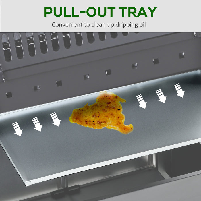 4+1 Burner Gas BBQ Grill with Warming Rack and Storage for Garden and Camping by Outsunny