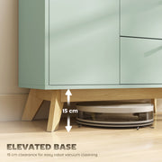 Sideboard with Adjustable Shelves for Organised Storage Light Green and Oak AOSOM