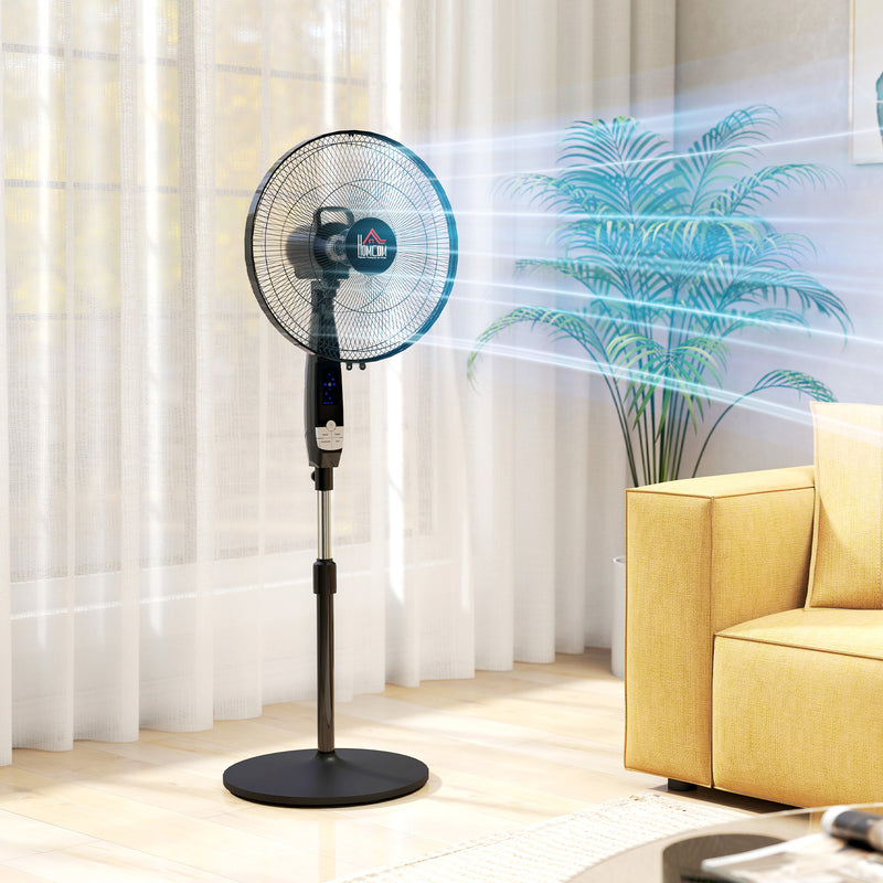 Pedestal Fan with Remote Control for Adjustable Cooling in Home or Office Black AOSOM
