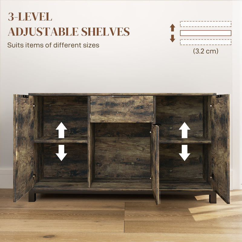 Industrial Sideboard Storage Cabinet with Doors Drawer and Shelves Rustic Brown by HOMCOM