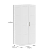 White Double Panelled Door Wardrobe With Shelves by HOMCOM