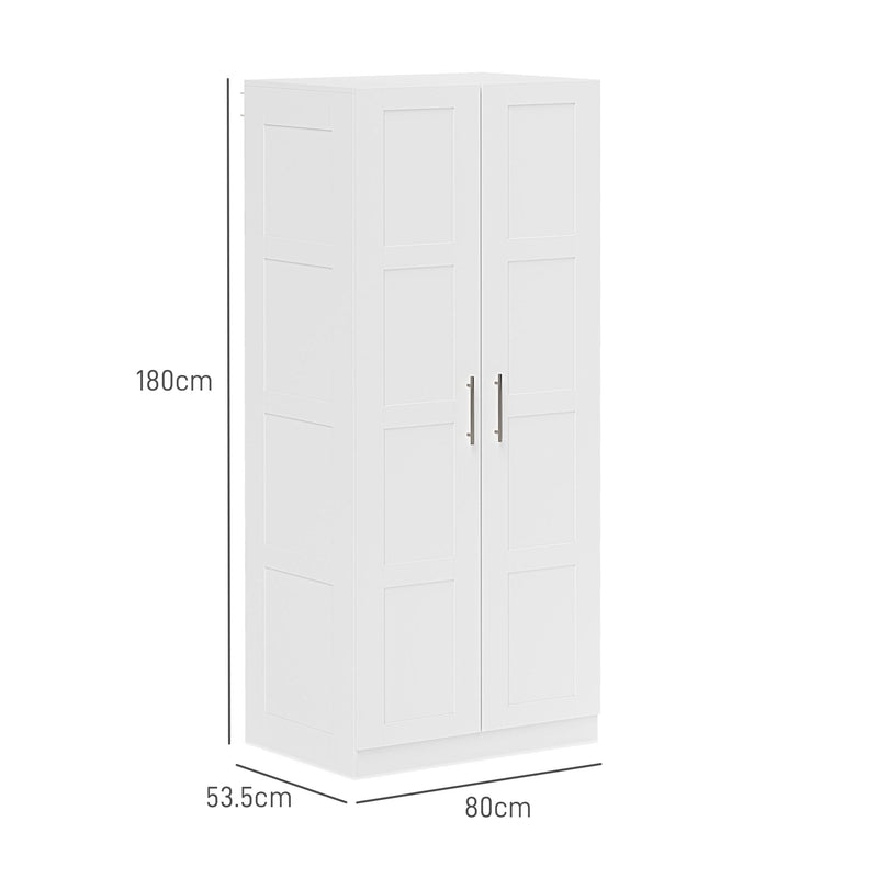 White Double Panelled Door Wardrobe With Shelves by HOMCOM