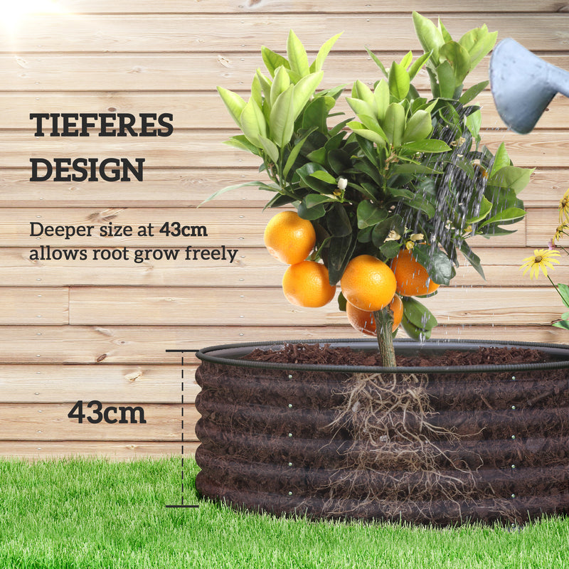 Galvanised Raised Garden Bed with Safety Edging and Gloves Dark Grey 120x120x43cm by Outsunny
