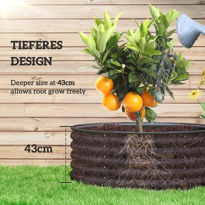 Galvanised Raised Garden Bed with Safety Edging and Gloves Dark Grey 120x120x43cm by Outsunny