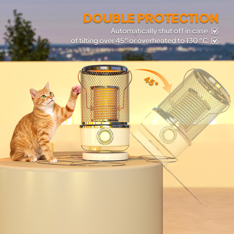 Freestanding 2000W Electric Patio Heater with Tip Over Protection for Outdoor Use, White