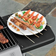 2 Burner Gas BBQ Trolley with Lid 5.6 kW Grill Wheels and Side Shelves Grey by Outsunny