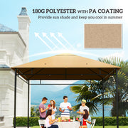 3 x 3 m Garden Gazebo Roof Canopy Replacement With Drainage Holes Top Cover Beige AOSOM