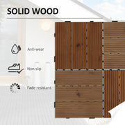 27 Piece Wooden Decking Tiles Set Anti Slip Interlocking Outdoor Flooring Brown AOSOM