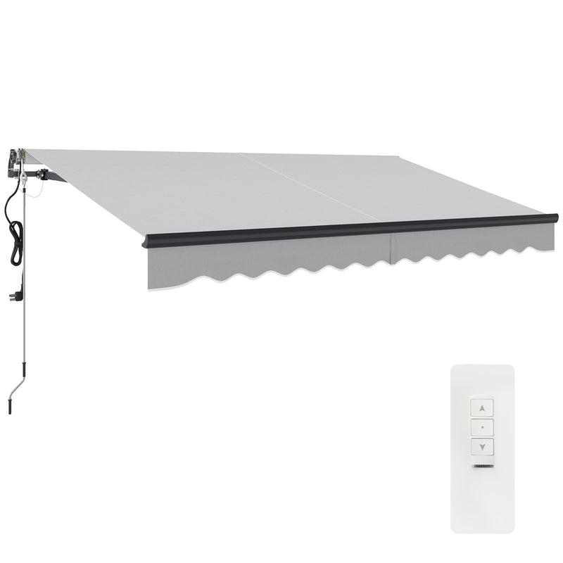 Light Grey 3.5 x 3m Electric Retractable Awning with Remote Control UV30+ Sun Shade by Outsunny