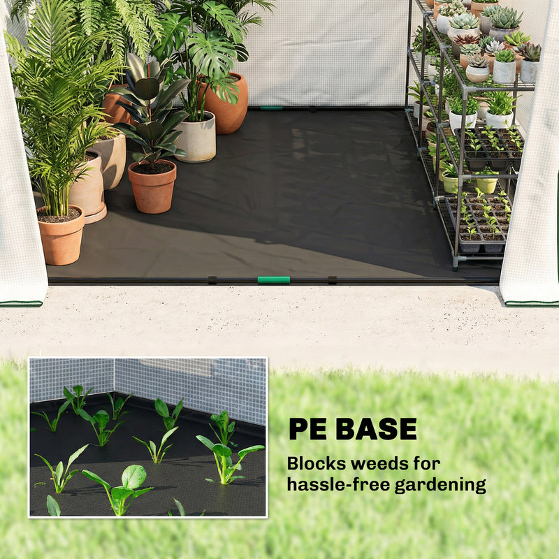 Walk In Greenhouse for Tall Plants and Seedlings with Ventilated Mesh Windows Green Outsunny