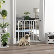Adjustable Extra Wide Metal Dog Safety Gate for Doorways and Stairs, White