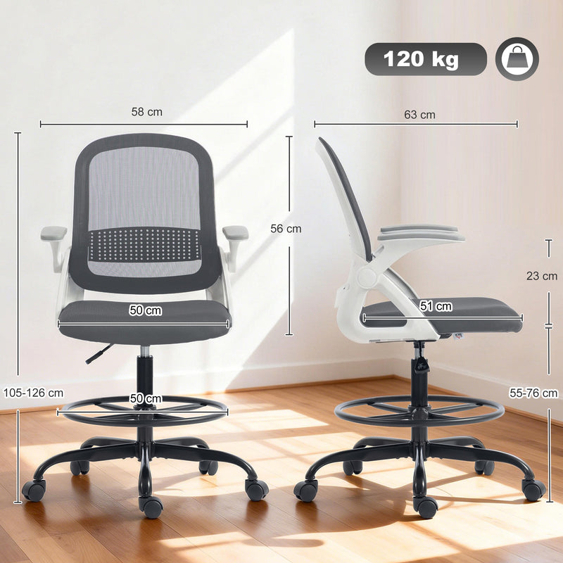 Adjustable Draughtsman Chair with Lumbar Support for Sit Stand Desks Black