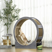 Grey Cat Exercise Wheel with Brake and Scratching Pads by PawHut