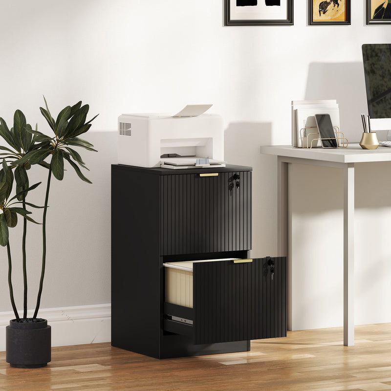 Filing Cabinet with Lockable Drawers for Home Office Organisation Black