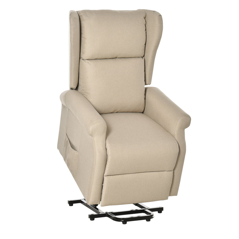 Electric Recliner Armchair With Power Lift and Footrest for Elderly Comfort Beige