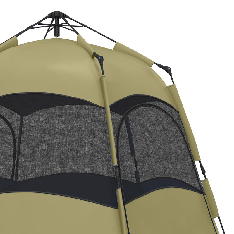 Pop Up 4 Person Tent for Quick and Easy Camping Shelter Dark Green and Light Grey