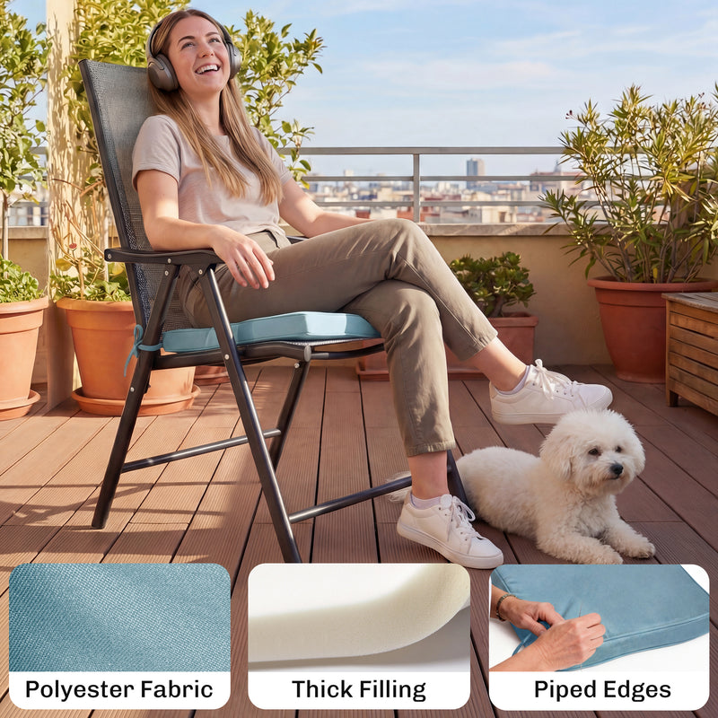 Set of 6 Padded Seat Cushions for Indoor or Outdoor Chairs with Removable Covers Light Grey Outsunny