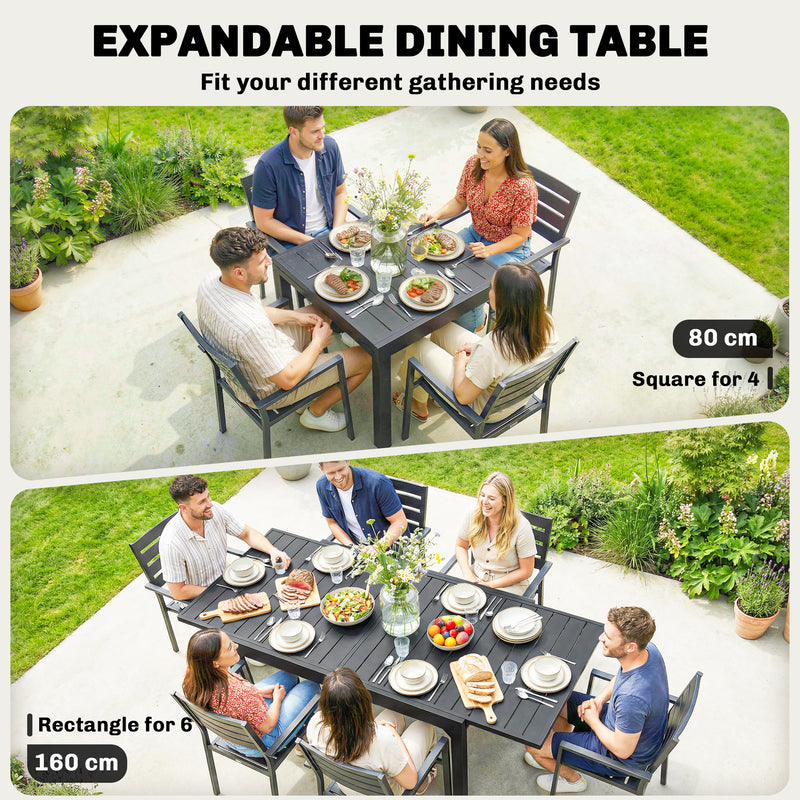Extendable Garden Dining Table for Flexible Outdoor Meals and Gatherings Black
