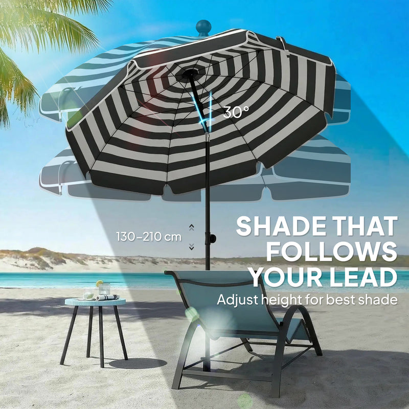 1.8m Beach Umbrella with Adjustable Tilt and Carry Bag for Easy Sun Protection (UPF30+) Outsunny