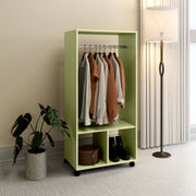 Green Small Open Wardrobe on Wheels with Clothes Rail and Shelves by HOMCOM