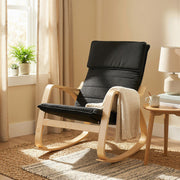 Rocking Chair with High Back and Cushioned Seat for Relaxing at Home Black AOSOM