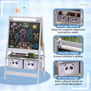 Childrens Activity Table Chair Set With Storage and Easel For Ages 3 to 8 Grey