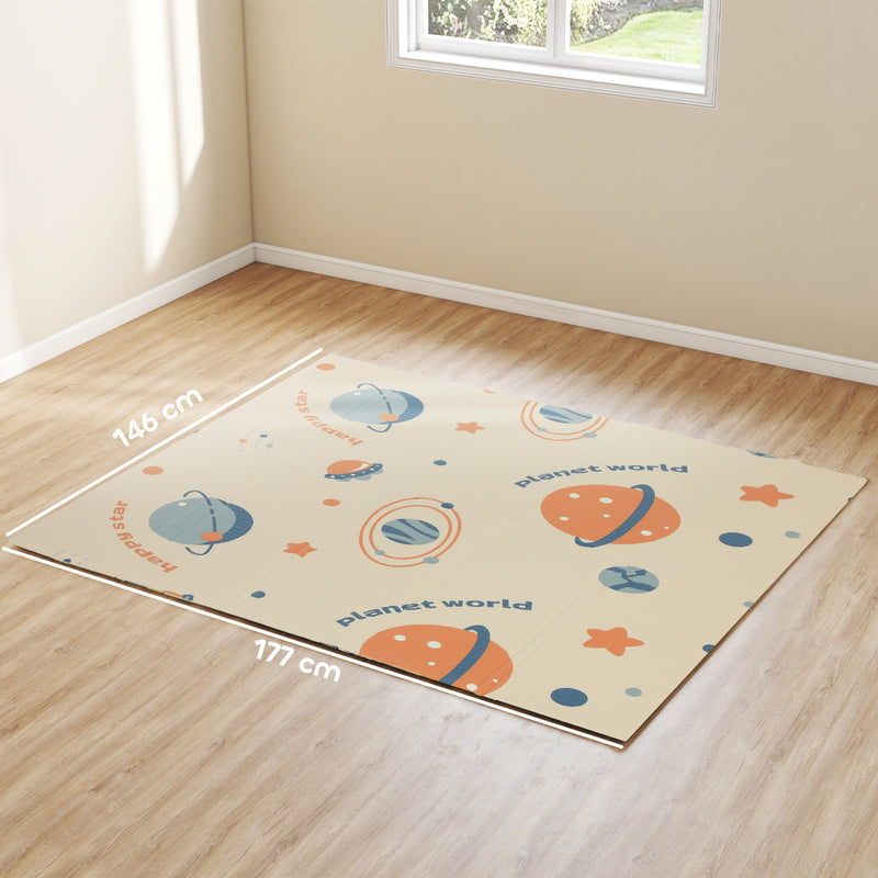 Foldable Double Sided Baby Play Mat for Indoor and Outdoor Use Water Resistant Blue AOSOM