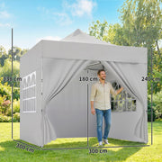 Outsunny 3 x 3 m Pop Up Gazebo with Sidewalls, UPF50+ Heavy Duty Garden Party Tent Marquee with Wheeled Carry Bag, Silver Grey AOSOM