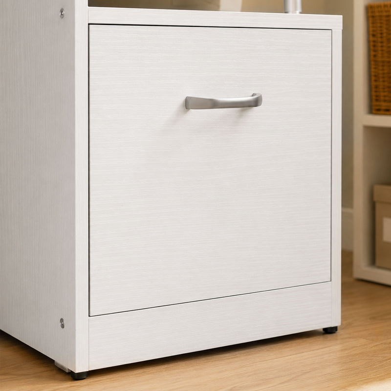 Computer Desk with Shelves and Drawer for Organised Home Workspace White Wood Effect