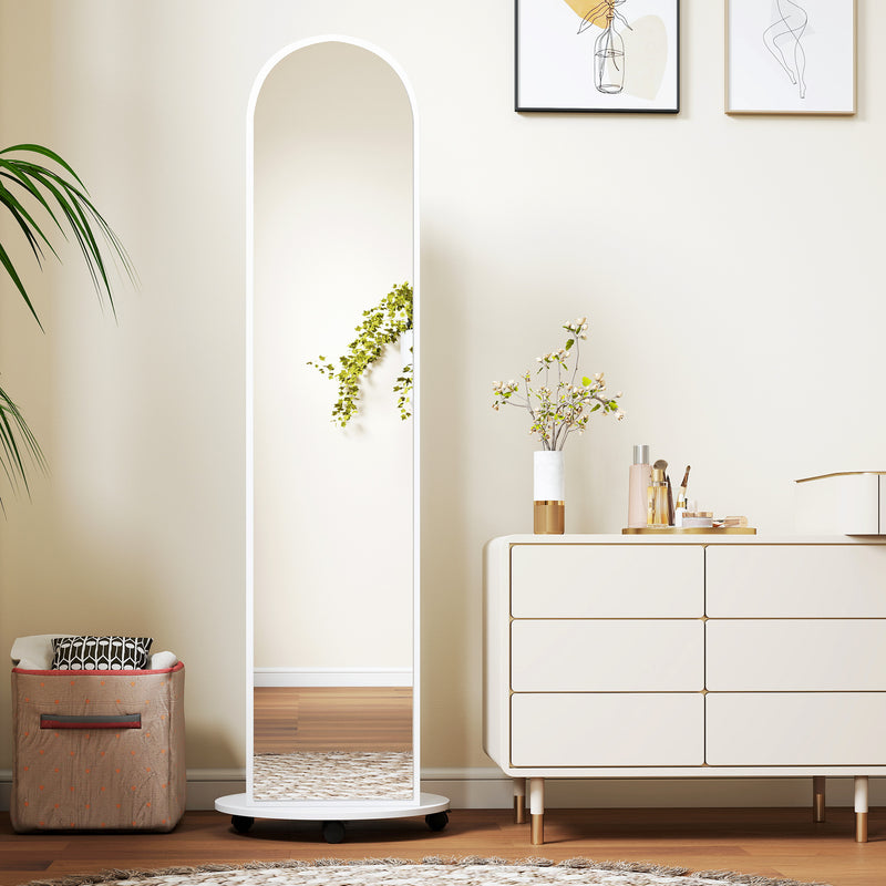 Full Length Mirror with Hidden Storage Shelves and Coat Hooks for Organised Bedrooms Brown Wood Effect Homcom